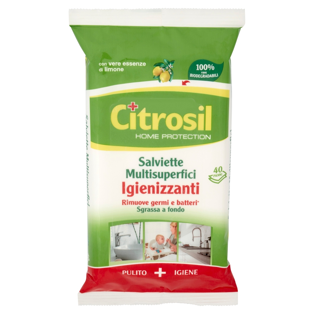 Citrosil Home Protection Salviette Multisuperfici Disinfettanti Limone 40 pz